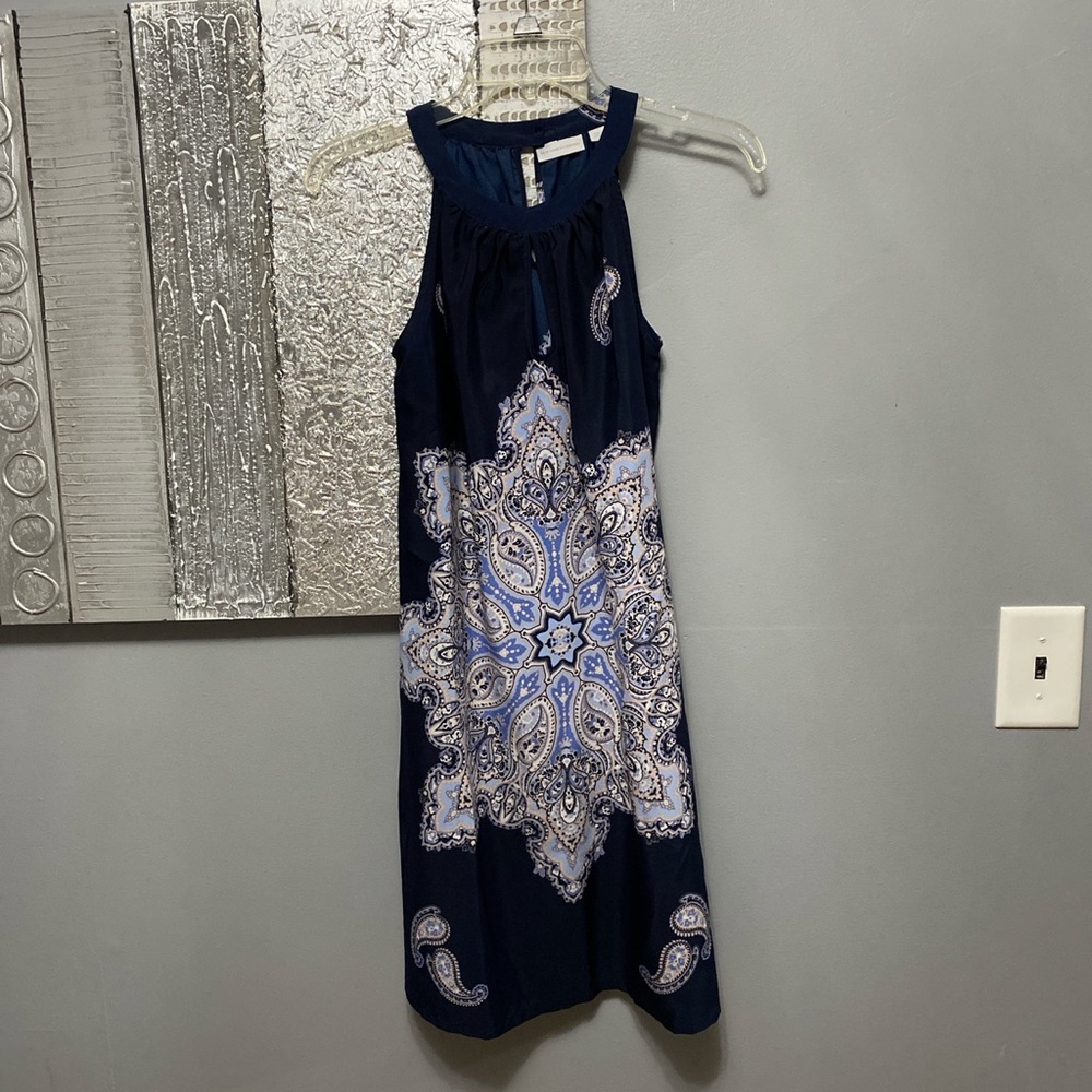 Paisley print halter shift dress